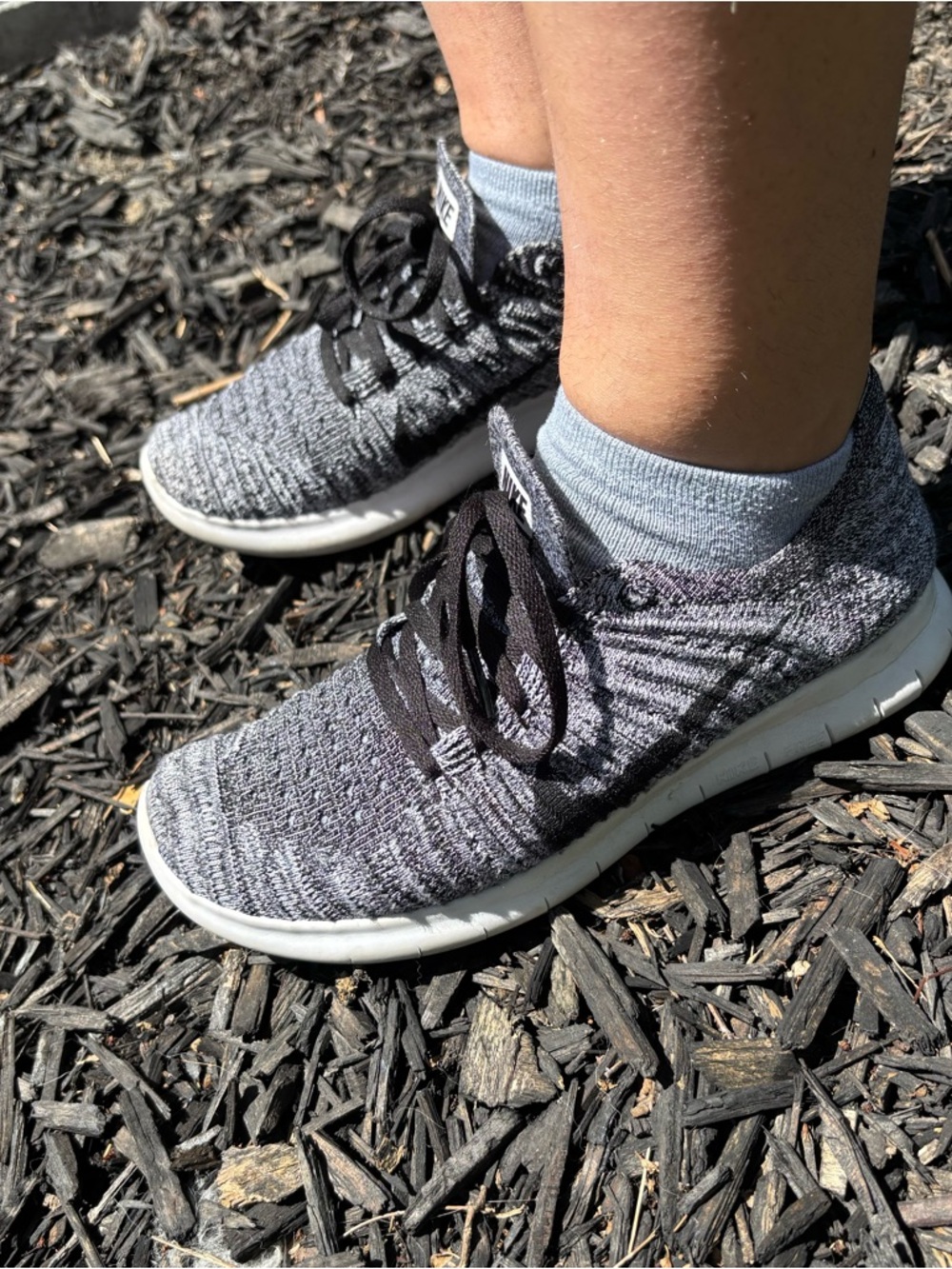 Nike Black & Gray Knit free RN FlyKnit running run shoes Sneakers size 7 women’s